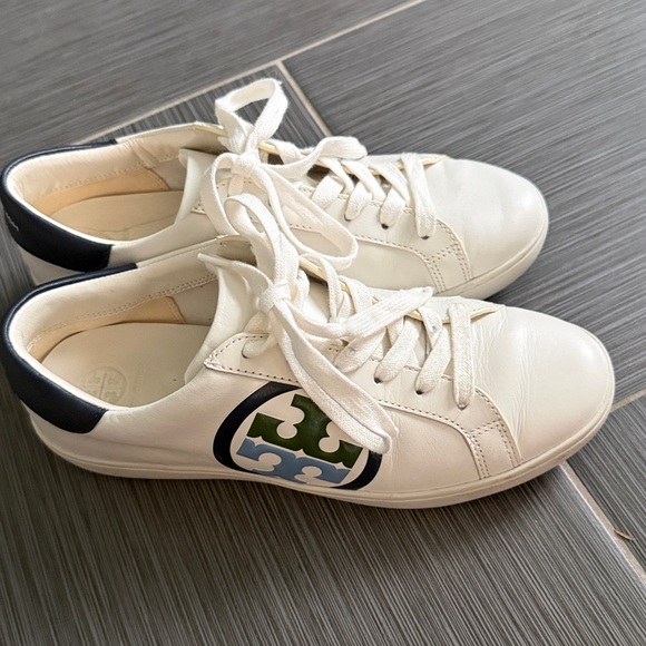 Tory Burch White and Blue Sneakers size 8.5